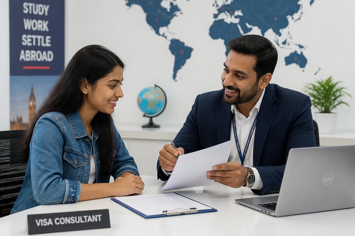 A counsellor talking through options with a student