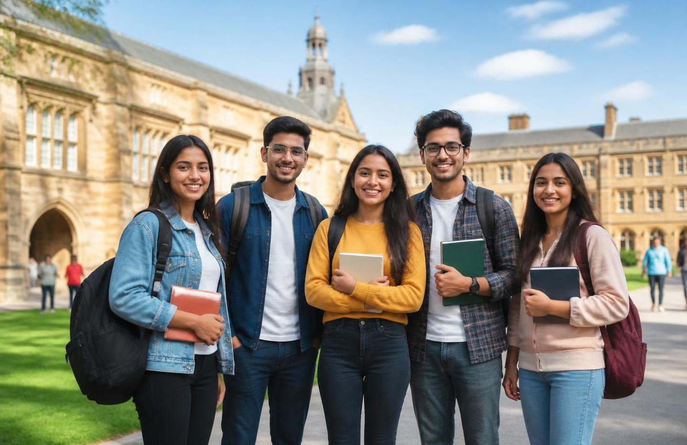 Students on an international university campus